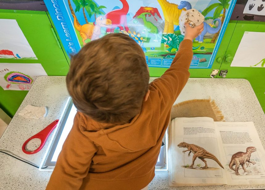 toddler learning dinosaur