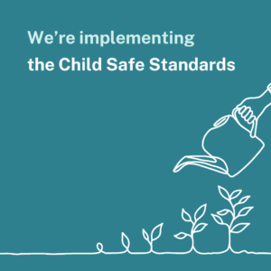 DCJ Logo: We're implementing the Child Safe Standards